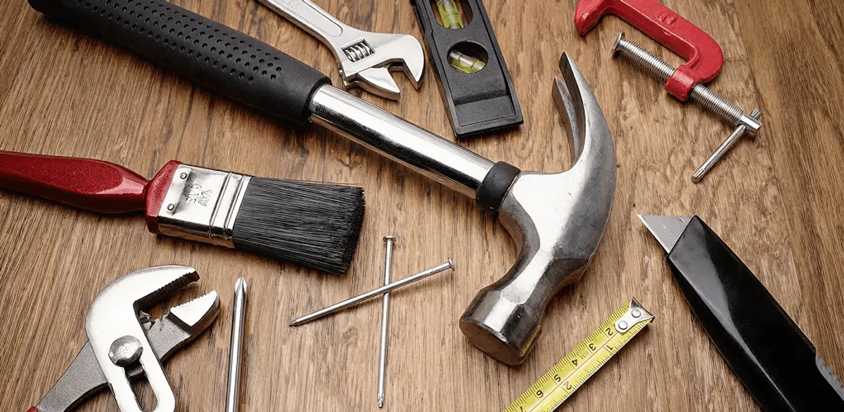 Handyman tools laid out for home repair and maintenance work in Pasadena, CA