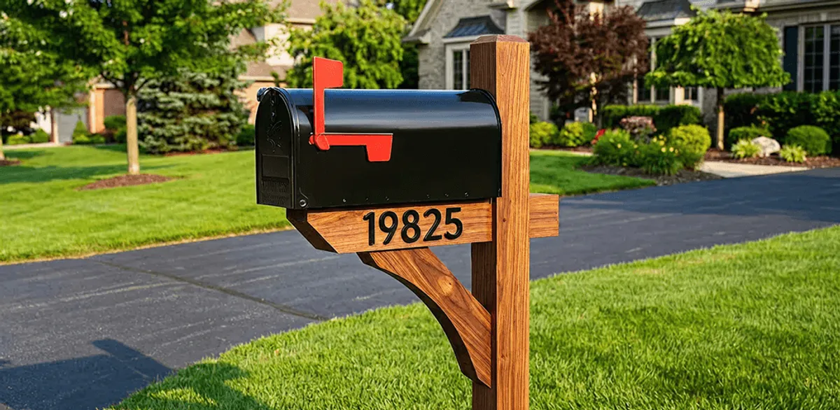 New mailbox installation with post and address number for a home in Pasadena, CA