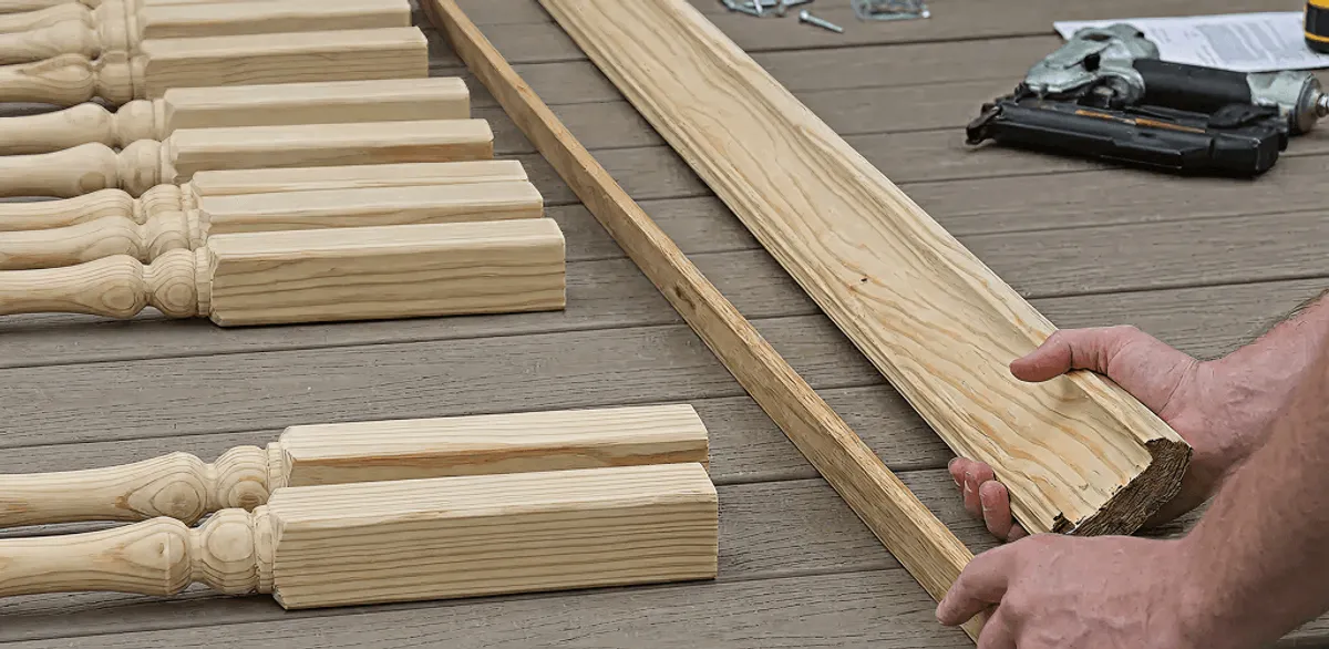Handrail installation materials and wood components for stair rail work in Pasadena, CA